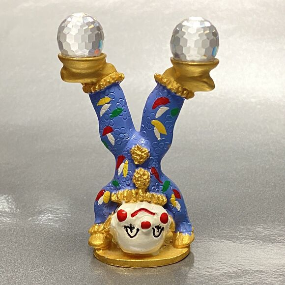 Spoontiques Vintage Pewter Hand-Stand Clown Gold Plated Enamel Swarovski Crystal - Picture 2 of 7